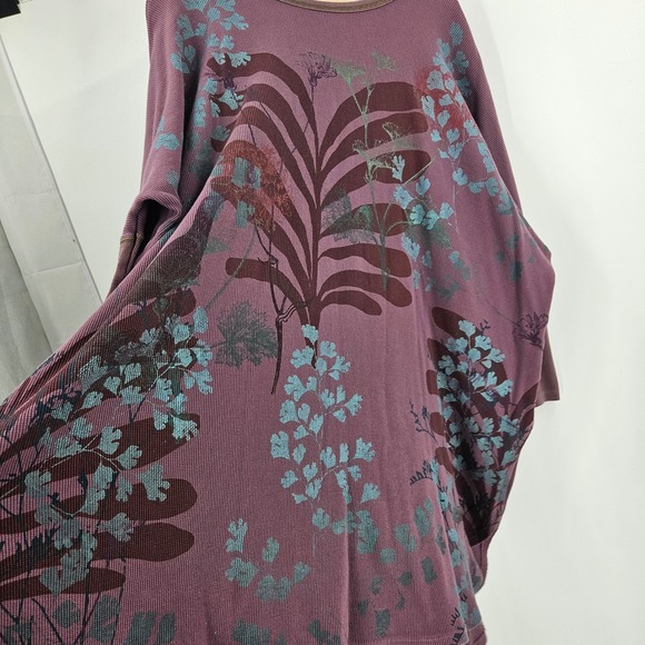 Blue Fish Tunic Dress Purple Waffle Knit Hand Painted Floral Oversized One Size - Picture 2 of 13